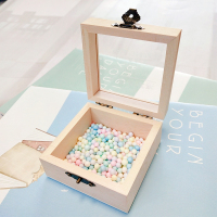 宝宝档案盒胎毛婴儿胎发乳牙瓶脐带纪念品diy制作收藏盒摆件 木盒+泡泡珠