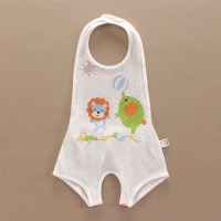 夏季婴乐岛宝宝超薄款竹纤维网眼露背护肚连腿肚兜婴儿童连脚肚兜 浅蓝色 66cm