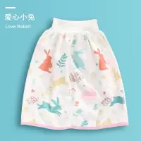 宝宝夏季训练裤防漏尿床宝宝隔尿裙尿布裤子尿床神器婴儿童防漏防 爱心小兔-5A脱脂纱布 M