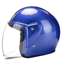 电动电瓶车头盔灰男女士四季通用可爱韩版半盔冬季保暖安全帽全盔 蓝色高清片 均码