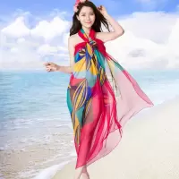 沙巾丝巾女百搭夏季春秋围巾防晒披肩长款沙滩巾超大薄款纱巾海边 玫红春色