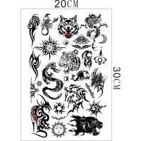 纹身贴防水男女火焰图腾持久仿真 狼头 龙虎图腾纹身贴一套60贴
