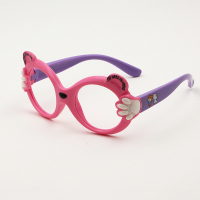 儿童硅胶眼镜框男女可爱潮公主时尚卡通装饰玩具眼镜框无镜片软腿 粉框紫腿(软框软腿)