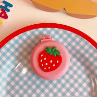 创意便携折叠翻盖式气囊梳镜两用套装小巧可爱小花随身少女心梳子 粉草莓