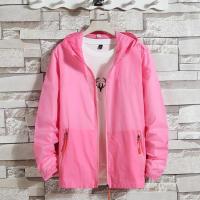 防晒服男女士超薄透气2021新款夏季情侣工装学生帅气潮牌衣服外套 特价 纯色 粉色 XL