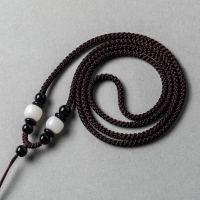 花素黑曜石玛瑙翡翠吊坠绳子手工编织项链绳男女挂坠挂脖挂件配绳 白菩提-棕绳-固定款