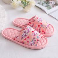 四季家用软布底棉拖鞋男女情侣家居室内防滑胶粒静音地板布艺拖鞋 素版女粉底紫红 女款小码适合34-36