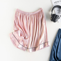 高级感夏季睡裤冰丝薄款长裤家居裤宽松大码空调裤仿真丝男女短裤 米粉色-短裤 L码建议(100-120斤)