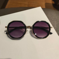 儿童太阳镜男女童时尚墨镜小孩防紫外线遮阳镜中童走秀街拍眼镜潮 黑色 儿童不规则眼镜