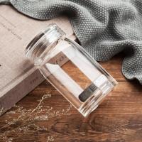 诺岩 玻璃杯便携水晶透明男女单层加厚耐热大容量带盖泡茶水杯子 300ml[小号]无茶滤