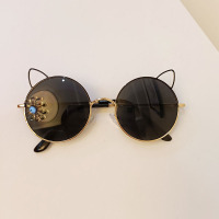 儿童太阳镜男女童可爱猫耳朵墨镜3-12岁中大童时尚遮阳眼镜韩版潮 黑色