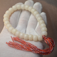 原生态菩提根手串手持男女手链文玩佛珠配饰单圈金刚星月凤眼原籽 10*8mm(白珠流苏款)