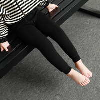 秋冬季儿童打底裤加绒秋裤男童保暖裤加厚内穿九分一体裤长裤棉裤 男童加绒保暖裤[黑色] S码 身高90-105CM