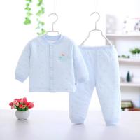 婴儿棉衣保暖套装加厚棉袄新生儿衣服0-3-6个月男女宝宝秋冬棉服 天蓝色 开衫鲸鱼蓝色 66码建议12斤内