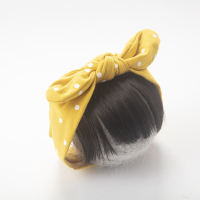 原创婴儿帽子韩版女童可爱公主男宝宝帽2020新款刘海假发兔耳朵帽 黄色 空气刘海发带 0—3岁 均码