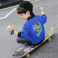童装男童外套春装2021年新款儿童春秋款洋气韩版中小童男孩风衣潮 蓝色恐龙外套[春秋款] 100码[约适合身高95厘米左
