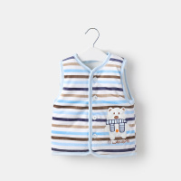 清仓宝宝马甲春秋冬新品婴儿衣服男女童天鹅绒夹棉连帽背心外出服 2828蓝色条纹熊 59cm