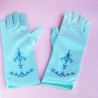 冰雪奇缘爱莎公主手套儿童春季春天女薄款皇冠魔法棒项链饰品套装 天蓝色手套 4-10