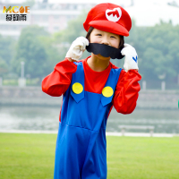 万圣节表演服装化妆舞会服装cos路易 超级玛丽马里奥主题演出衣服 红色男款玛丽(衣服+帽子+胡子) 80cm(儿童S码适
