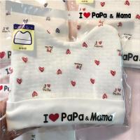 秋冬夹棉婴儿帽子新生儿我爱爸爸妈妈帽子宝宝胎帽0-3个月 夹薄棉红心 0-3个月 S