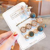 水钻珍珠发卡头饰一字夹发夹简约风气质少女夹子韩国森系仙女超仙 #森系水钻4件套