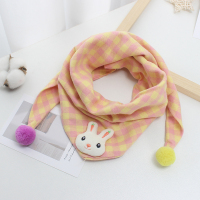 儿童三角巾婴儿围脖可爱超萌宝宝男童女童围巾潮秋冬季小孩女孩棉 黄粉色-兔子 6个月-5岁