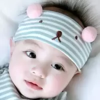 婴儿帽子夏季薄款男童可爱超萌头围护囟门帽公主夏天宝宝卤门帽女 天蓝单帽条纹款 仅一个帽子 0-10个月 均码（适合头大小