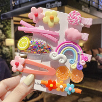 秋冬儿童蝴蝶结发夹女童宝宝可爱小公主发饰头花发卡韩国韩版洋气 22#橙子9件套