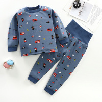 儿童保暖内衣套装加绒加厚长袖女婴儿宝宝睡衣秋衣秋裤男童秋冬装 蓝色小汽车 73cm