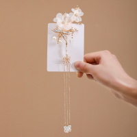 汉服头饰儿童古风发饰女孩宝宝古代配饰发夹女童流苏步摇古装夹子 金色白花单支