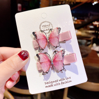 一对装超仙蝴蝶发夹头饰会动儿童刘海发卡夹子公主小女孩可爱发饰 1#粉色蝴蝶发夹一对【收藏加购 今天发货】