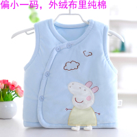 宝宝马甲秋冬加厚背心坎肩婴儿全棉冬季夹棉马夹新生儿保暖上衣新 蓝色 绒布佩奇蓝色 66码