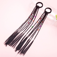 儿童假发头饰女童发饰扎头发辫子皮筋公主宝宝演出表演造型小饰品 黑色 A款一对