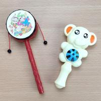 婴儿玩具手摇铃拨浪鼓3-6-12个月0-1岁宝宝新生幼儿益智早教玩具 黄色 拨浪鼓+大象铃