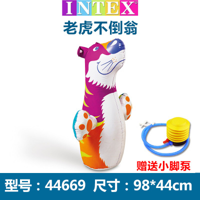 INTEX充气不倒翁儿童拳击沙袋加厚益智小孩不到翁宝宝玩具1-15岁 老虎不倒翁送小脚泵