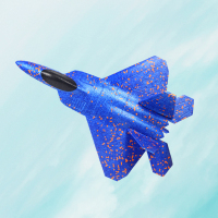 战斗机EPP手抛泡沫飞机滑翔机亲子户外航模耐摔玩具儿童男孩女孩 战斗机蓝色A款