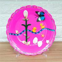 儿童DIY天然海螺贝壳粘贴画幼儿园盘子画创意益智手工制作材料包 花边款-春江水暖