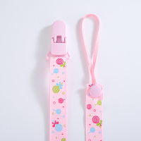 婴儿安抚奶嘴链子宝宝牙胶防掉链奶嘴夹咬咬袋玩具防掉绳子可调节 粉棒棒糖