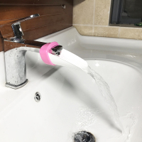 儿童引水器水龙头延伸器防溅导水槽卡通宝宝洗手加长垫脚凳延长器 瓦片式粉白