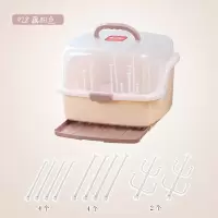 宝宝奶瓶收纳箱带盖防尘婴儿用品餐具沥水晾干架外出收纳盒子 928藕粉色