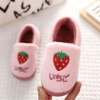 儿童棉拖鞋秋冬男童女童室内防滑卡通可爱1-3岁 宝宝包跟防滑拖鞋 草莓包跟棉鞋 24-25码内长16适合3-3.5