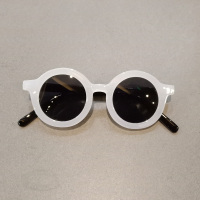 儿童墨镜宝宝防紫外线太阳眼镜男女童复古太阳镜小孩百搭圆框眼镜 白色 圆框AA