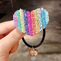 泫雅风皮筋发绳韩版ins少女可爱彩虹色头绳丸子头扎马尾发圈头饰 2502#爱心款