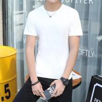 9.9元男士t恤短袖特价清仓夏季简约半袖体恤上衣服打底衫男装 白色短袖 S(购买两件优先发)