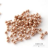 简约钛钢双圆球哑铃螺纹玫瑰金迷你小耳钉骨钉 男女 钢色3mm(5个)细针