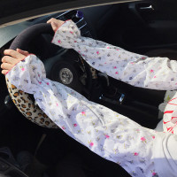 男士防晒袖套夏季女户外活动工作遮阳防紫外线长棉布手臂套 小碎花(女款)长约50cm