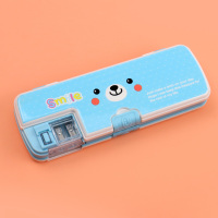 小学生卡通文具盒双层大容量多功能塑料笔盒男女生通用可爱带削笔机铅笔盒儿童文具盒简约幼儿园1-3年级 简约小狗