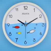 厂家直销静音卡通时尚创意时钟现代电子客厅卧室壁挂石英钟表 海洋(白) 8英寸