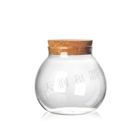 天润和器透明玻璃密封罐储藏罐干果杂粮储物罐茶叶罐收纳瓶子 软木盖款480ml