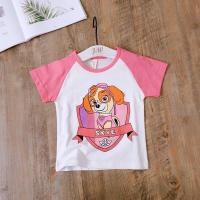 2020夏季新款男女童中性T恤 印花小狗旺旺队短袖汪汪队 1件 粉红色 90